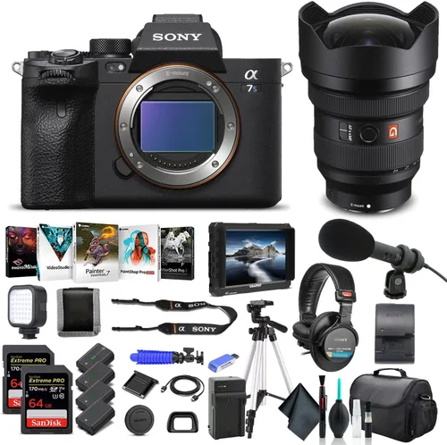 Sony Alpha a7S III - Cuerpo de cámara digital sin espejo solo ILCE7SM3/B, lente Sony FE de 0.472-0.945 in, monitor 4K, auriculares Pro, micrófono
