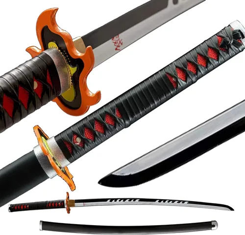 Miniatura 14 de Demon Slayer - Espada Tanjiro Katana de acero 1065, espiga completa, hecha a mano, Katana japonesa real, 41 pulgadas
