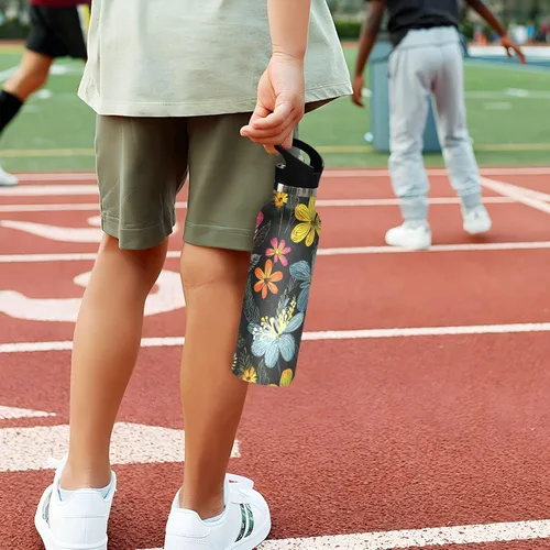 Miniatura 5 de Insulated Water Bottle with Straw Colorful Flowers Double Wall Vacuum Insulated Lightweight for Sport Gym Outdoor Travel School