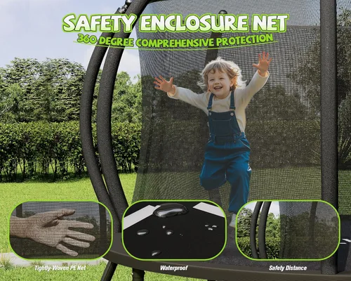 Miniatura 4 de YUMPIE - Trampolín de 8 pies, 10 pies, 12 pies, 14 pies, 15 pies, 16 pies, para exteriores, con red de seguridad y escalera, trampolines recreativos
