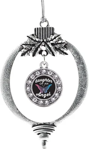 Miniatura 64 de Inspired Silver - Bonita bandera estadounidense - Adorno de Navidad plateado - Adorno de árbol de Navidad con dije circular con circonita cúbica