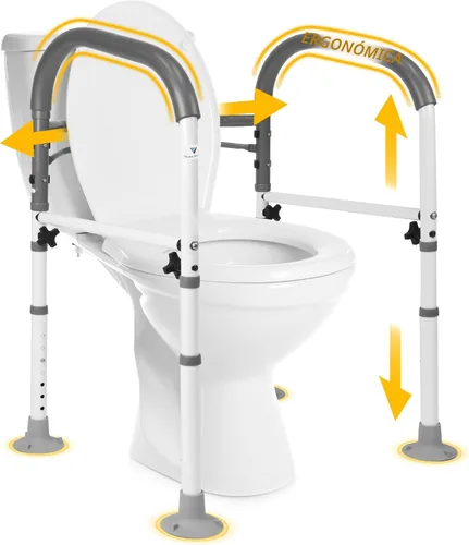 Miniatura 8 de Vaunn Medical Marco de Seguridad Deluxe Ajustable y Plegable para Inodoro, Barra de Agarre y Apoyo para Manos en el Baño
