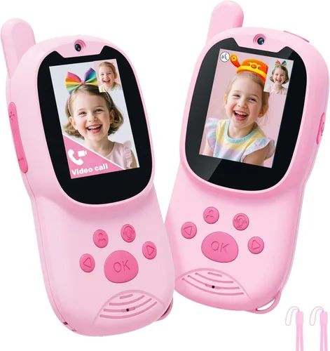 Miniatura 9 de Walkie talkies de video para niños, paquete de 2 walkie talkies recargables para niños que pueden enviar mensajes, regalos de cumpleaños de Navidad