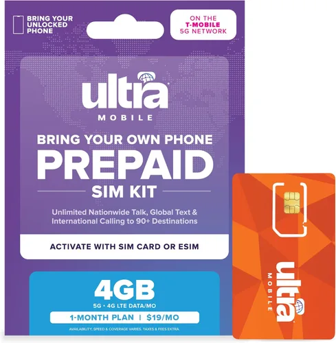 Miniatura 12 de $49/mes. Plan telefónico prepago Ultra Mobile con llamadas, mensajes de texto y datos ilimitados durante 1 mes (kit de tarjeta SIM 3 en 1)