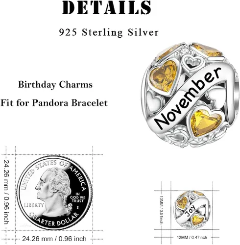 Miniatura 5 de DALARAN Birthstone Charms for Pandora Charms Bracelet 925 Sterling Silver Birthday Mother's Day Chrismas Jewelry Gift for Women