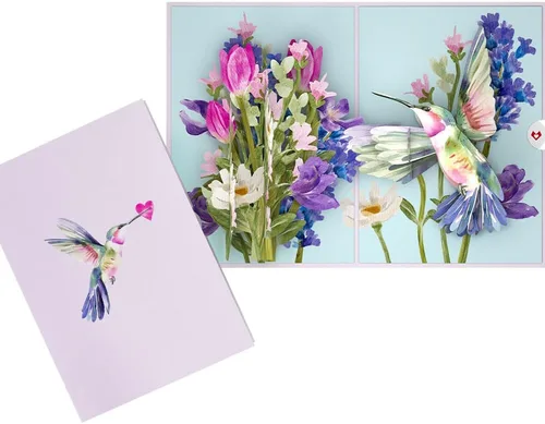 Miniatura 14 de Lovepop Lupine - Tarjeta emergente de colibrí – Tarjetas de felicitación emergentes de colibrí – Tarjeta de cumpleaños 3D – 5 x 7 pulgadas – Sobre
