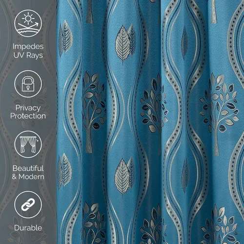 Miniatura 7 de Elegant Comfort Lujoso y hermoso juego de paneles de cortina con cenefa adjunta y respaldo de 54" x 84 pulgadas (juego de 2), azul marino