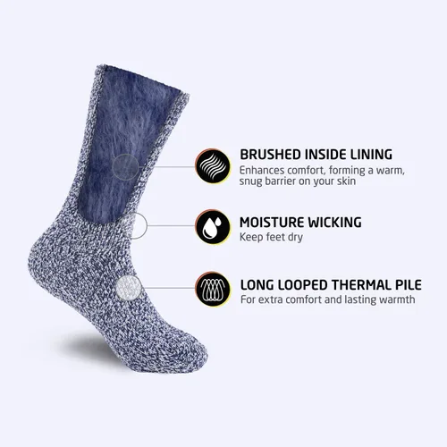 Miniatura 3 de HOT FEET Calcetines térmicos para mujer Calcetines cálidos y gruesos aislados para el clima frío de invierno, lindos calcetines cálidos coloridos