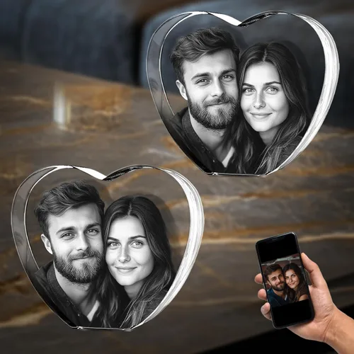 Miniatura 10 de Captur3D - Foto de corazón de cristal 3D, personalizado, con imagen grabada y mensaje, regalo para cumpleaños, boda, recuerdo, día de la madre, San