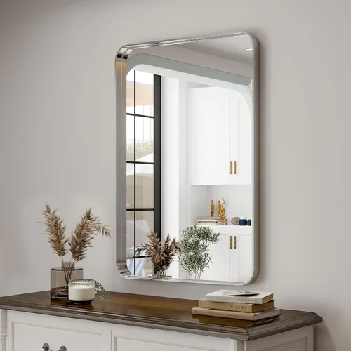 Miniatura 28 de Espejo de baño negro de 36 x 24 pulgadas, moderno espejo rectangular negro para pared con esquinas redondeadas, espejos de baño para tocador, espejo