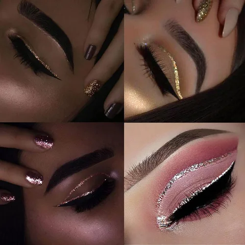 Miniatura 3 de Delineador de ojos con purpurina, delineador de ojos rosa con purpurina, maquillaje de larga duración impermeable con purpurina, plateado, oro