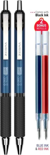 Miniatura 8 de Zebra Pen Paquete de 2 bolígrafos de gel G-350, tinta negra, punta media de 0.028 in, barril de metal negro espacial premium, tinta de secado