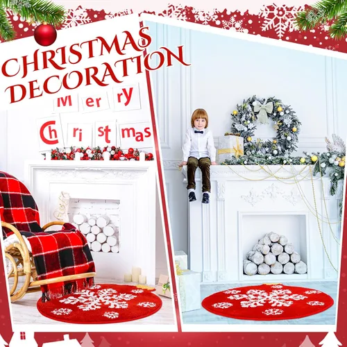 Miniatura 5 de Ceenna 2 alfombras de baño navideñas – Bonita alfombra de baño para árbol de Navidad, tapete de calcetín para puerta de bola para el hogar