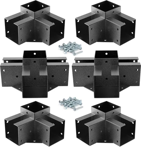 Miniatura 9 de Eapele Kit de pérgola Soportes de esquina para postes de madera de 4x4 (3.5 pulgadas x 3.5 pulgadas), acero recubierto en polvo, ángulo de 90° de 3