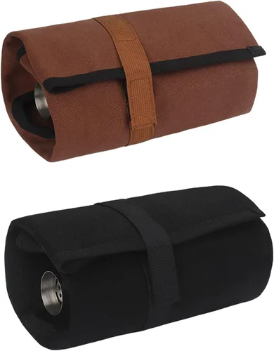 Miniatura 7 de Kit de viaje de barman de lona, correa de rollo profesional para camarero, juego de cóctel, herramientas de bar, bolsa de transporte (negro)