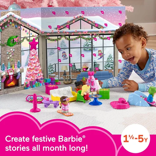 Miniatura 2 de Fisher-Price Little People Barbie Calendario de Adviento y juego para niños pequeños, 24 figuras de Navidad y piezas de juego (exclusivo de Amazon)