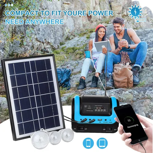 Miniatura 3 de Generador solar, estación de energía portátil con panel, fuente de banco de energía portátil con linterna, generador de emergencia alimentado por