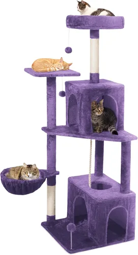 Miniatura 10 de Árbol para gatos, torre de gato de 54 pulgadas para gatos de interior, condominio de felpa de varios niveles para gatos con postes rascadores