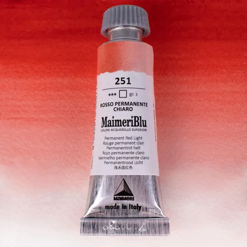 Miniatura 2 de Maimeri Blu PR168 - Pintura de acuarela profesional de un solo pigmento, 0.4 fl oz, luz roja permanente, tubo de pintura de acuarela transparente