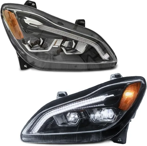Miniatura 22 de Conjunto de par de faros delanteros LED completos Blackout para camiones semi Kenworth T660 170 T270 T370 T660 T700 2008-2019 DRL Halo Secuencial