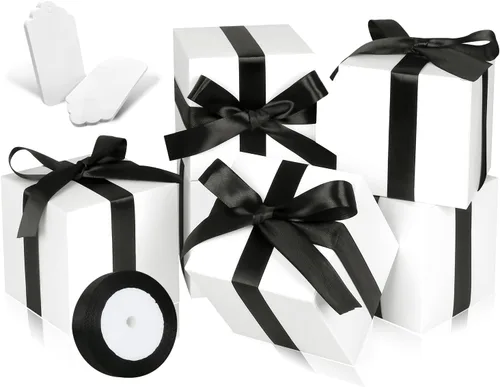 Miniatura 14 de Paquete de 50 cajas de regalo pequeñas, cajas de regalo de 2 x 2 x 2 pulgadas, cajas de regalo de papel marrón con tapas para regalos, manualidades