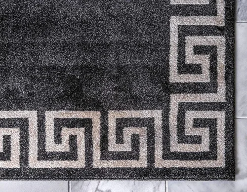 Miniatura 8 de Unique Loom Athens Collection - Alfombra clásica geométrica con diseño de borde moderno, 2 x 3 pies, color carbón/beige