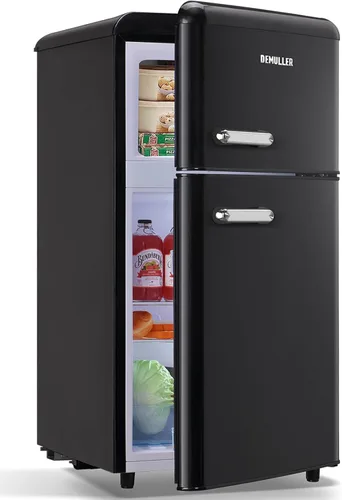 Miniatura 10 de DEMULLER - Refrigerador retro mini de 3.5 pies cúbicos, refrigerador pequeño con congelador superior, refrigerador compacto de tamaño para Blanco