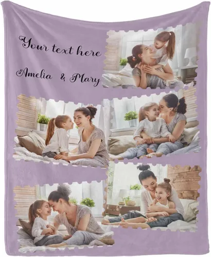 Miniatura 16 de InterestPrint Manta personalizada con texto y fotos, collage, regalo personalizado para cumpleaños, aniversario, boda, regalo personalizado