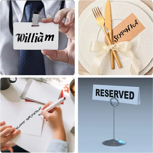 Miniatura 6 de Plantillas de letras – Paquete de 12, 4 x 7 pulgadas, plantillas de plástico reutilizables del alfabeto para diario de viñetas, decoración