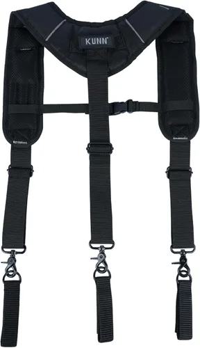 Miniatura 4 de KUNN Tirantes para cinturón de herramientas, 3 puntos acolchados de alta resistencia, bolsa de trabajo de construcción para hombres con trabillas