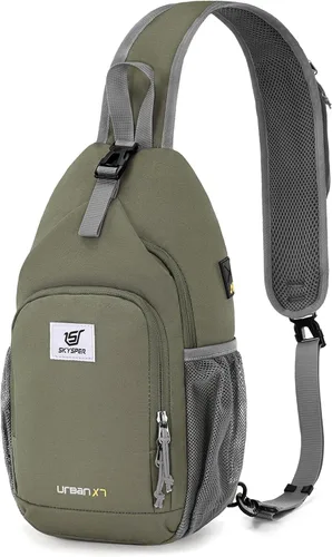 Miniatura 8 de SKYSPER - Mochila de bandolera con bloqueo RFID, mochila de hombro cruzada, para senderismo y viajes, para mujeres y hombres (cian)