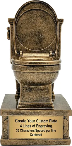Miniatura 8 de Decade Awards Trofeo de pedestal dorado para inodoro con insertos opcionales, 7 pulgadas de alto, placa grabada bajo petición Golf