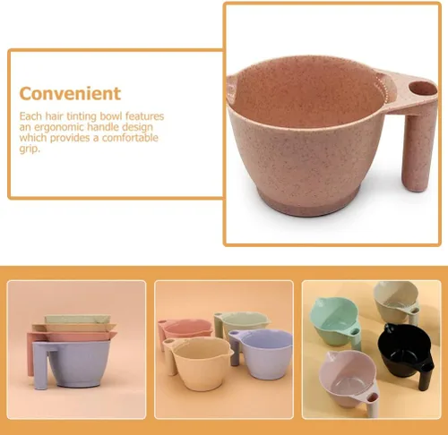 Miniatura 3 de minkissy Tazones mezcladores de tinte para el cabello, paquete de 2 cuencos portátiles de plástico con asas ergonómicas para salón y hogar
