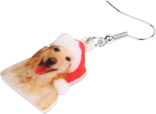 Miniatura 4 de NEWEI Lindos aretes de Navidad para perro, joyería colgante para niñas y mujeres, Acrílico, No es una piedra preciosa