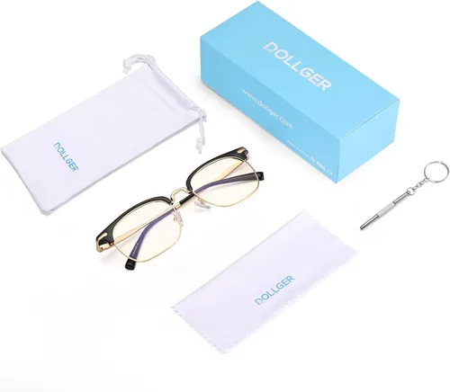 Miniatura 6 de Dollger Gafas de bloqueo de luz azul para hombre, retro, sin marco, antifatiga, antifatiga, con filtro de rayos azules