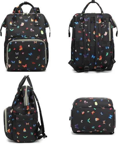 Miniatura 6 de Mochila de mariposa para laptop para mujeres y hombres, mochila escolar universitaria de 15.6 pulgadas para trabajo, escuela, viajes, negocios