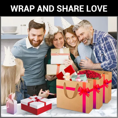 Miniatura 6 de EUSOAR Bolsas de papel kraft para compras, 50 unidades, 10.6 x 3.1 x 8.3 pulgadas, bolsas de regalo de papel kraft marrón con asas, bolsa con asa al