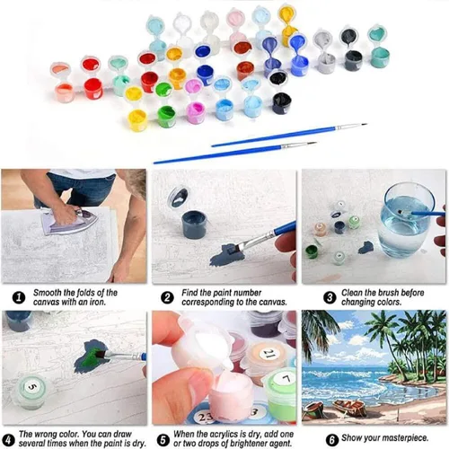 Miniatura 9 de FQOVKYN 4 paquetes de kit de pintura por números de animales divertidos para adultos principiantes, pintura de caballo por números con marco