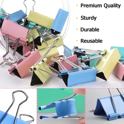 Miniatura 3 de Clips de carpeta extra grandes de 2 pulgadas (paquete de 48), abrazaderas de papel grandes de colores con caja, clips gigantes para carpeta