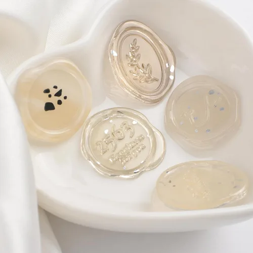 Miniatura 3 de Calcomanías de sello de cera ámbar transparente, 54 piezas de sellos de sobres con temática floral, calcomanías adhesivas para Navidad, invitaciones