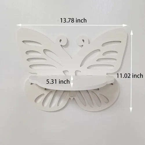 Miniatura 2 de Estante flotante Deor de pared con forma de mariposa, bonito estante de pared para habitación de niños, pequeño estante decorativo montado