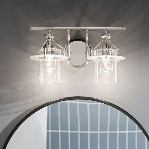 Miniatura 6 de Kichler Everett™ - Lámpara de tocador con 2 luces de 16 pulgadas con cristal transparente en níquel pulido