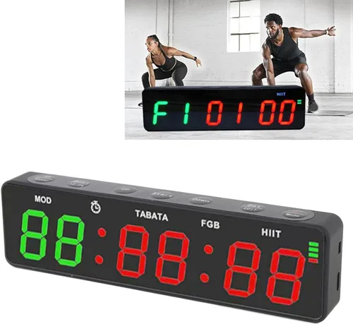 Miniatura 9 de lyrlody Temporizador de gimnasio, reloj de pared digital, cronómetro de cuenta regresiva, ejercicio de los años 20, ciclo de descanso de 10s