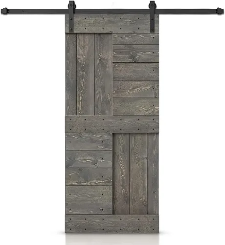 Miniatura 26 de TMS Serie N - Puerta corrediza interior de madera de pino anudada con kit de herrajes deslizantes (32 x 84 pulgadas, blanco)