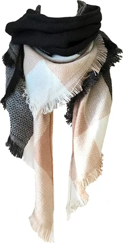 Miniatura 34 de Wander Agio - Bufanda envolvente con diseño a cuadros o triangular para mujer, cálida y larga, de punto, sensación de cachemira, chal