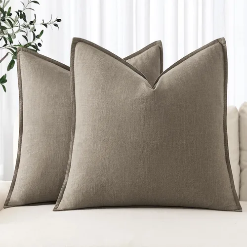 Miniatura 50 de MIULEE - Juego de 2 fundas de almohada decorativas de lino, estilo bohemio, rústico, neutral, para sofá, cama, 16 x 16 pulgadas, color marrón