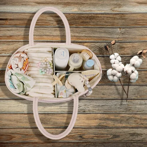 Miniatura 82 de Organizador de pañales para bebé con cuerda de algodón para niña o niño, cesta de almacenamiento portátil para guardería, bolsa de transporte