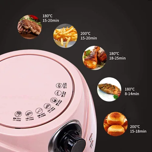 Miniatura 3 de 2.5L Air Fryer Household Oil-free, Timer & Temperature Control, Oil-Free, Non Stick Fry Basket, Dishwasher Safe Parts(Black)