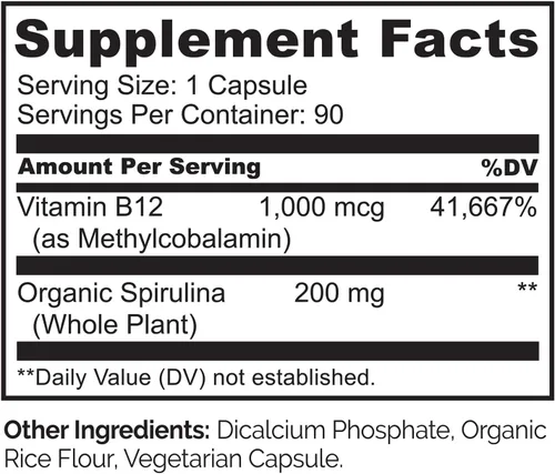 Miniatura 7 de NATURELO Vitamina D - A base de plantas de liquen - 180 mini cápsulas, vegano B12, 1000 mcg de metilcobalamina - 90 cápsulas