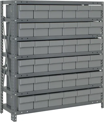 Miniatura 377 de Quantum QSBU-245BK Heavy Duty Shelving Unit with (7) Shelves and (24) QUS245 Black Bins for Garage Warehouse Storage Distribution 400 lb Load